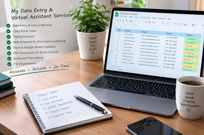 do data entry, web research, and virtual assistant tasks