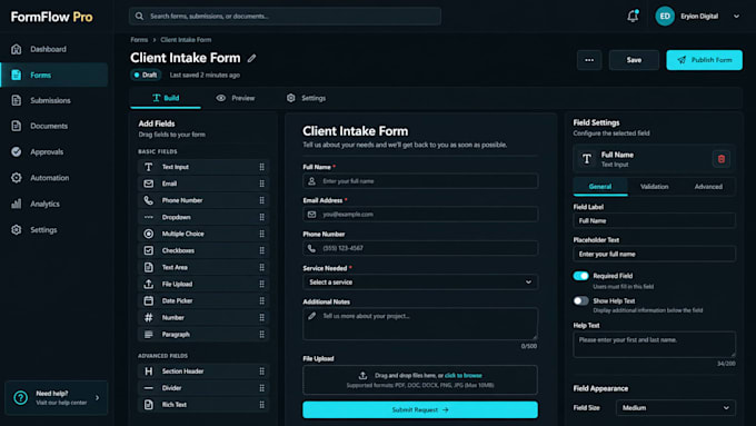 build custom forms and automate your business workflow