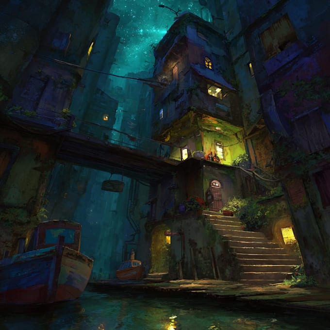 create 2d game environment concept art and illustration