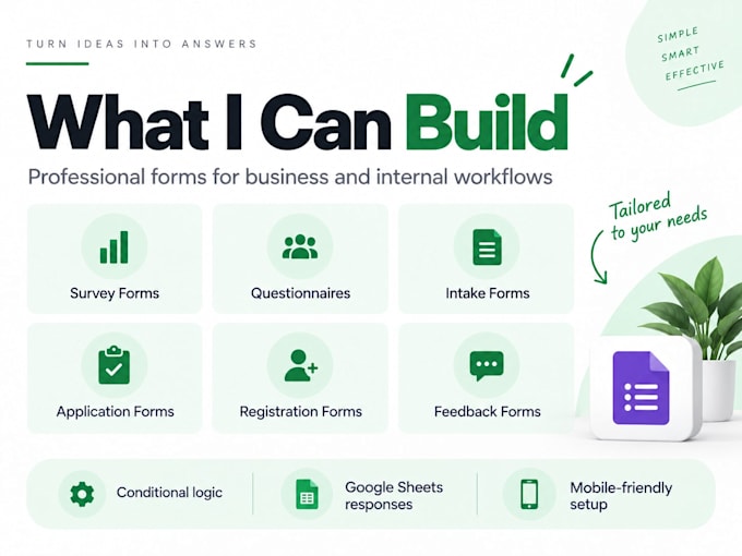 create custom google forms, surveys and intake forms