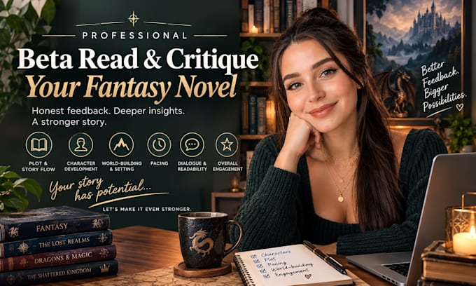 beta read your romance, fantasy, thriller, mystery and sci fi novel