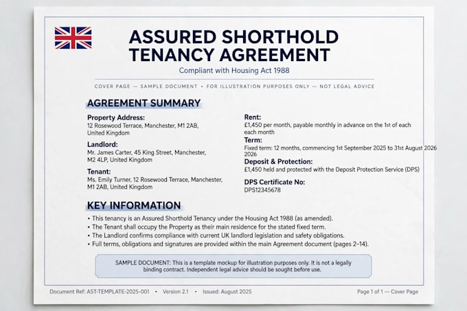 draft professional UK assured shorthold tenancy agreement