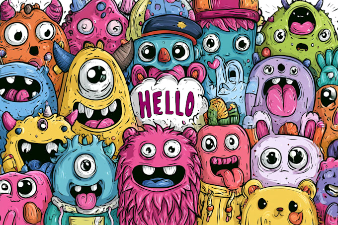 create cute doodles, illustration, sticker design