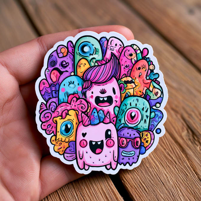 create cute doodles, illustration, sticker design