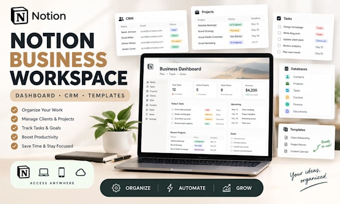 setup notion template dashboard, business notion notion expert, notion planner