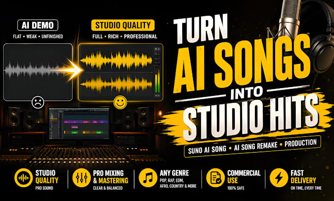 remake or recreate ai song, beat making, suno ai song with studio quality