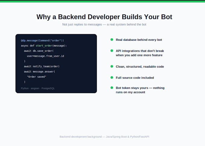 build a custom telegram bot in python with API integrations