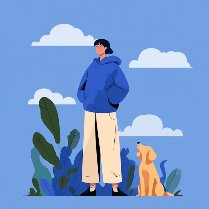 design a unique flat character with simple details