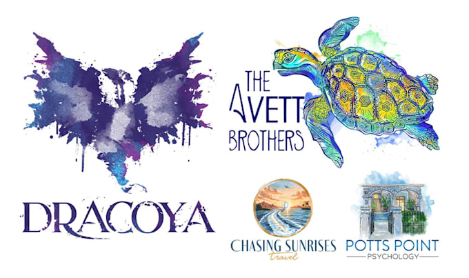 design a custom watercolor logo with branding
