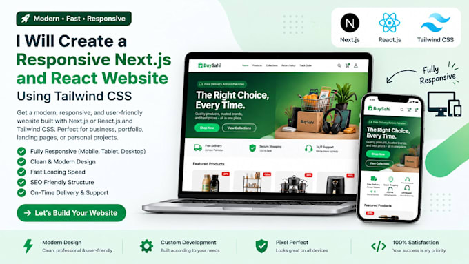 create responsive nextjs and react websites