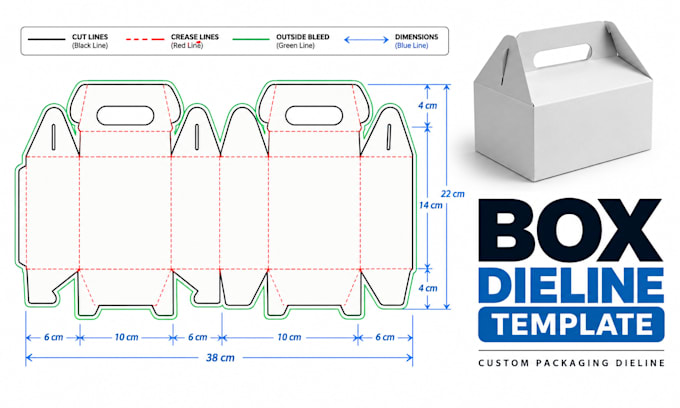 create a print ready packaging dieline template and cut line