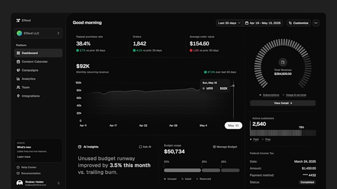 build a beautiful dashboard using nextjs and shadcn UI