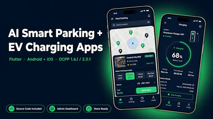 develop ai smart parking and ev charging ocpp apps in flutter ios android app