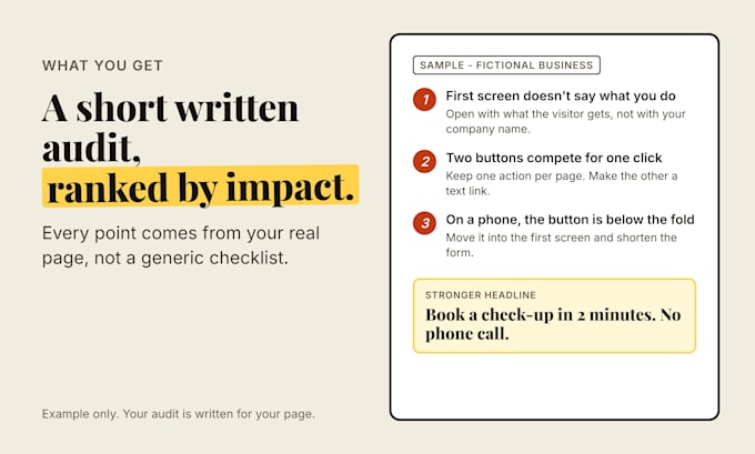 audit your landing page with 3 concrete fixes and a stronger headline