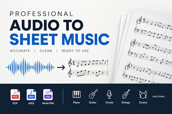 transcribe any instrument to professional sheet music