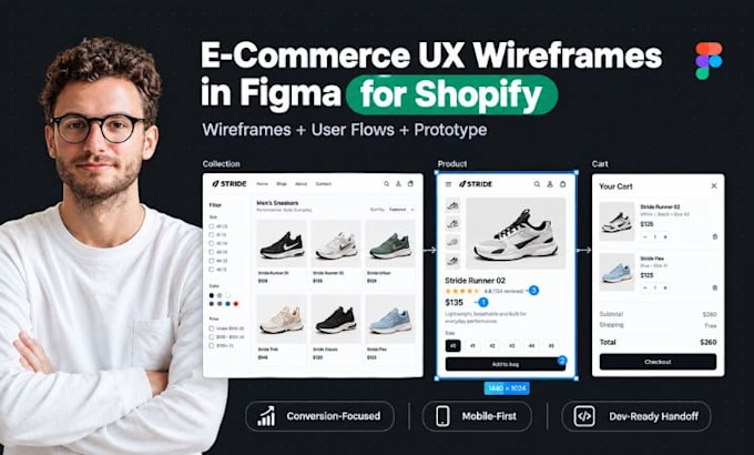 design e commerce UX wireframes in figma for shopify