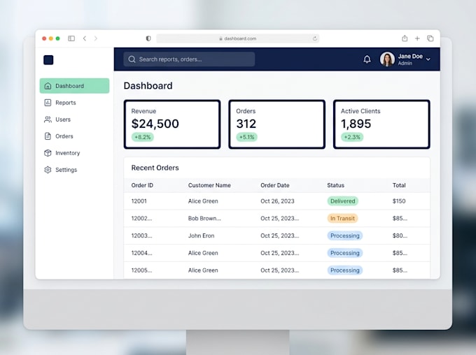 build a custom admin panel or dashboard for your business