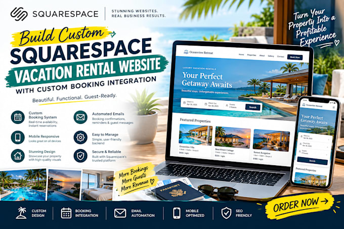 build a custom squarespace vacation rental website with booking integration