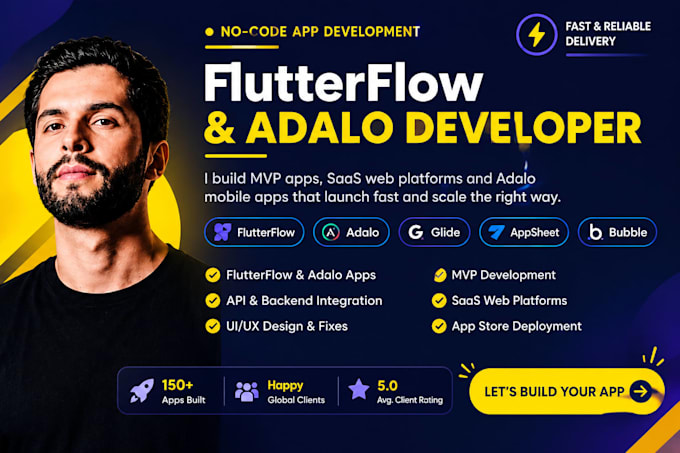 build a no code mobile app or web app using bubble io flutterflow adalo glide