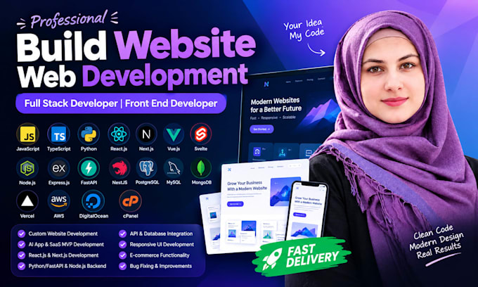 build website, website development, full stack developer, front end developer