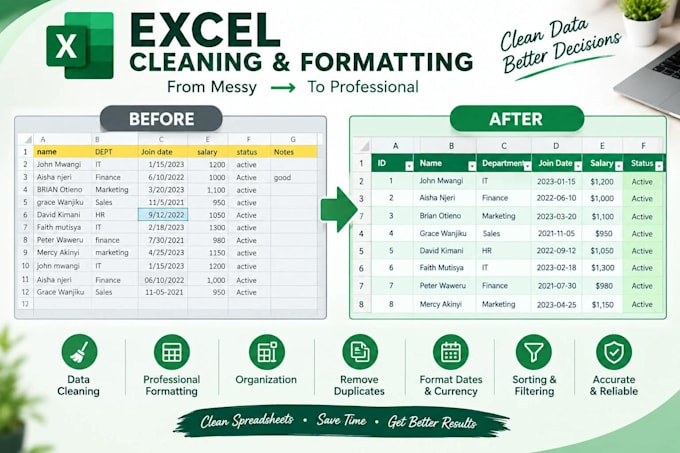 format, clean and organize your excel spreadsheet professionally