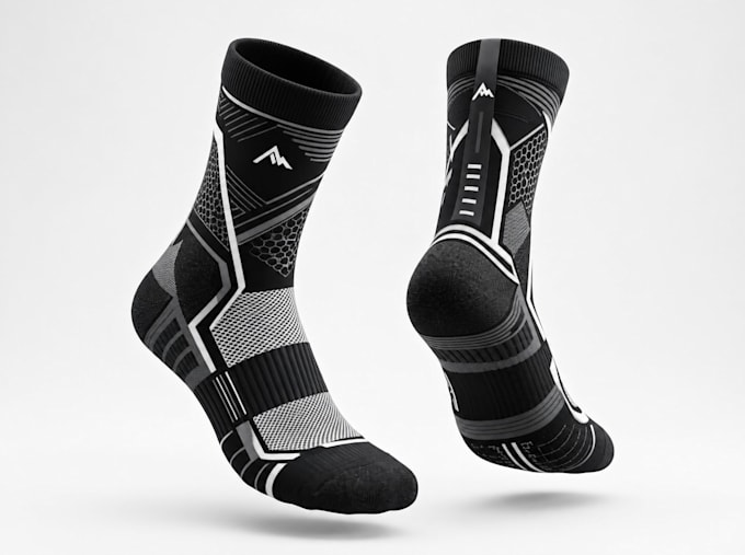 design realistic 3d sock mockup design, footwear model and render for your brand
