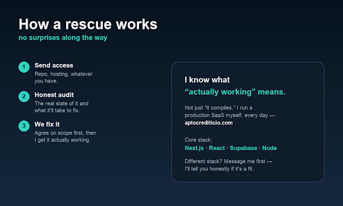 fix and rescue your broken or abandoned project