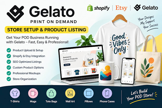 setup shopify print on demand etsy pod store with printify, printiful, gelato