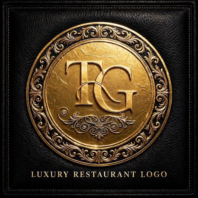 design luxury gold logo in black and gold for restaurant