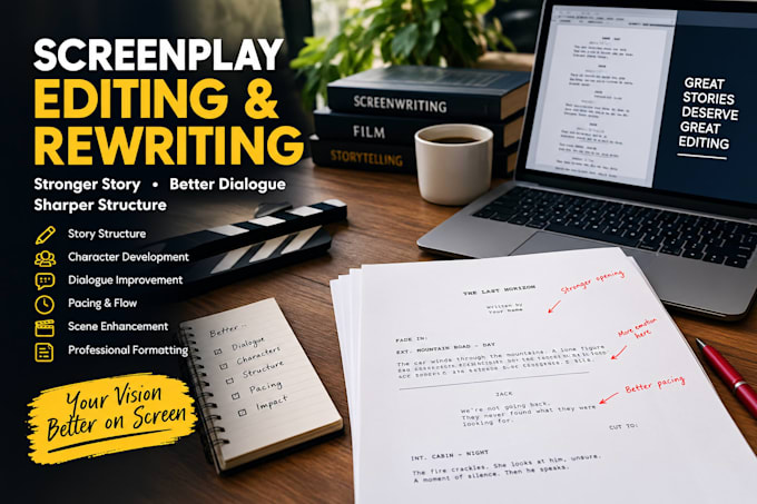 professionally edit and rewrite your screenplay or movie script