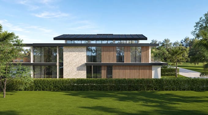 3d old property renovation, farmhouse exterior,tropical villa render, cgi garden