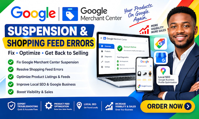 fix google merchant center suspension shopping feed errors local seo listing