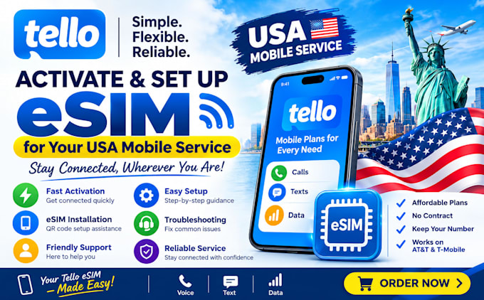 activate and set up tello esim for your USA mobile service
