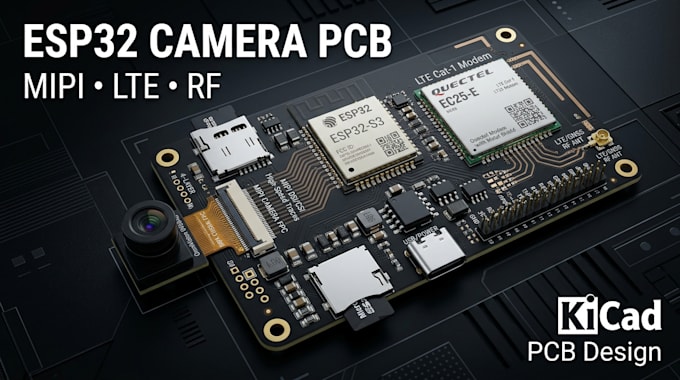 design esp32 camera pcb, mipi camera, lte and rf pcb layout