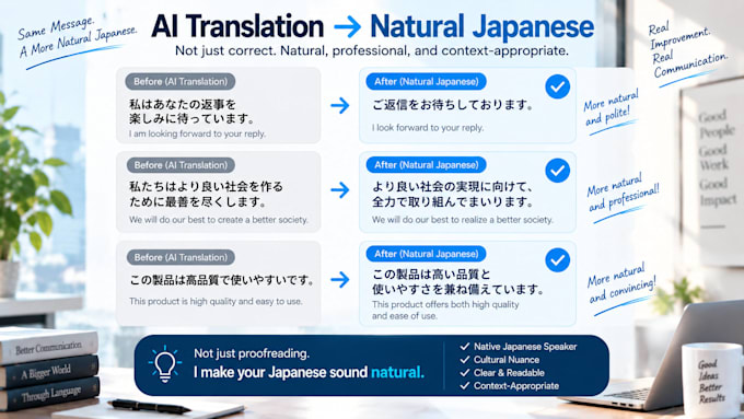 humanize and proofread your ai translated japanese