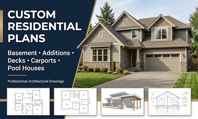 do custom residential plans basement conversion room addition deck carport plans