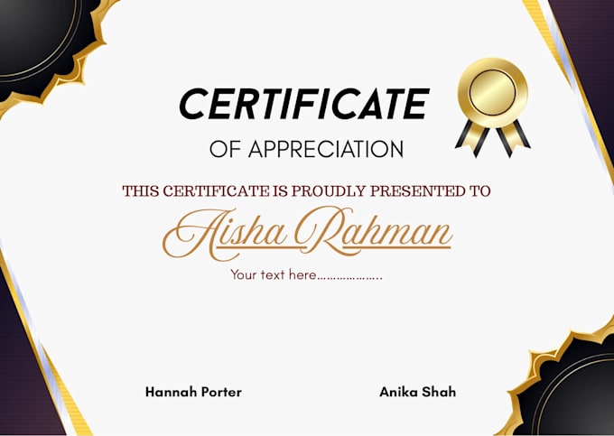 design professional awards and appreciation certificates