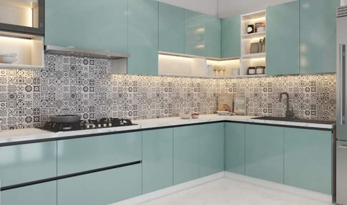 design kitchen interior in 3d and render