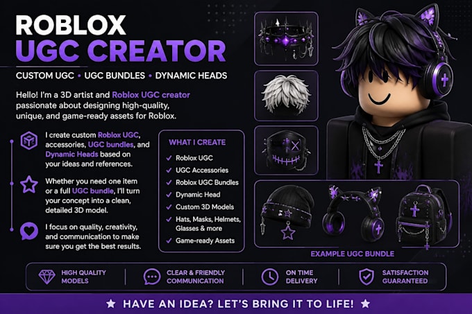 design and model custom roblox ugc accessories