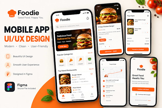 design modern mobile app UI UX in figma