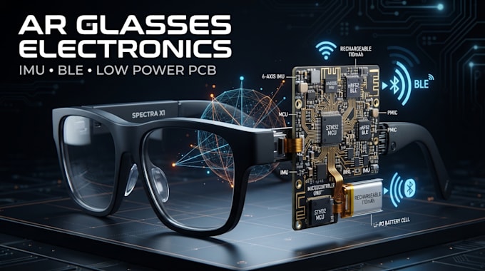 develop ar glasses electronics with imu, ble and low power pcb