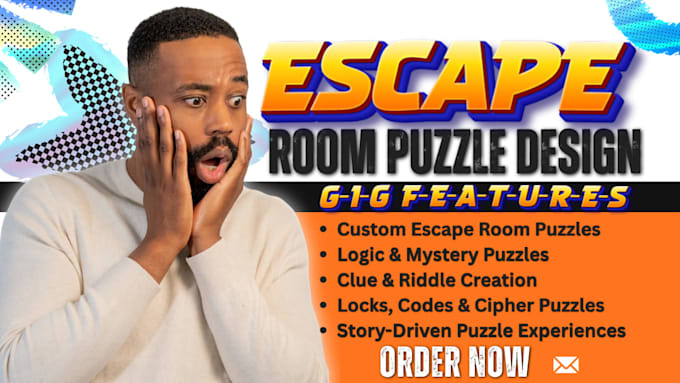 create escape room puzzle design, riddles, clues, ciphers and custom challenges