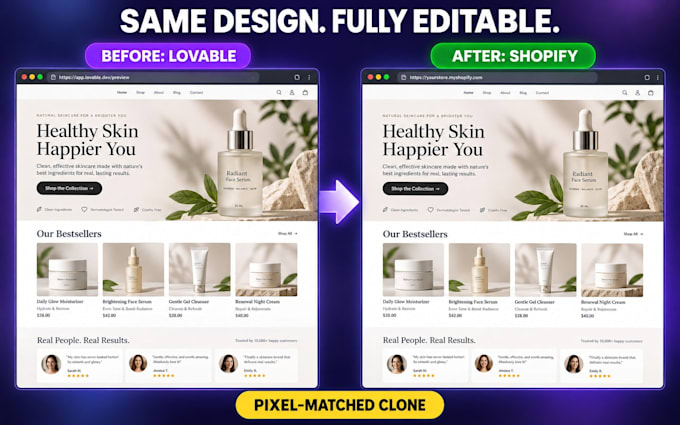 convert your lovable or bolt ai website to shopify, wordpress or wix