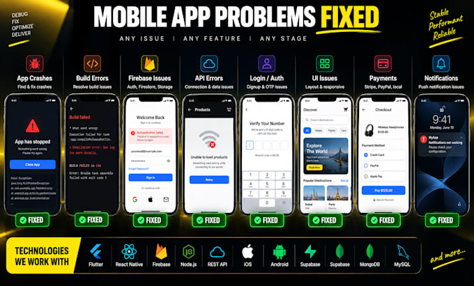 fix bugs in your flutter or react native mobile app