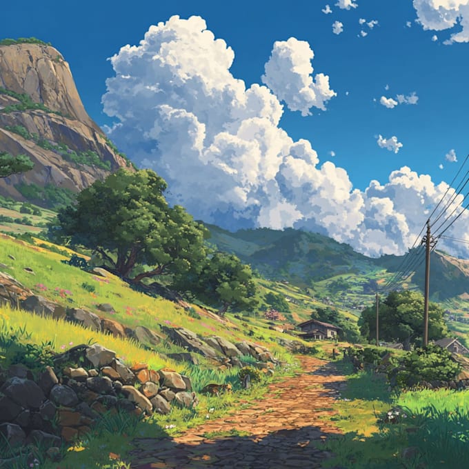 draw anime background, landscape illustrations
