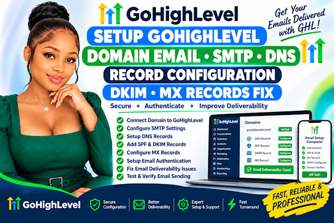 setup gohighlevel domain email SMTP dns record configuration dkim mx records fix