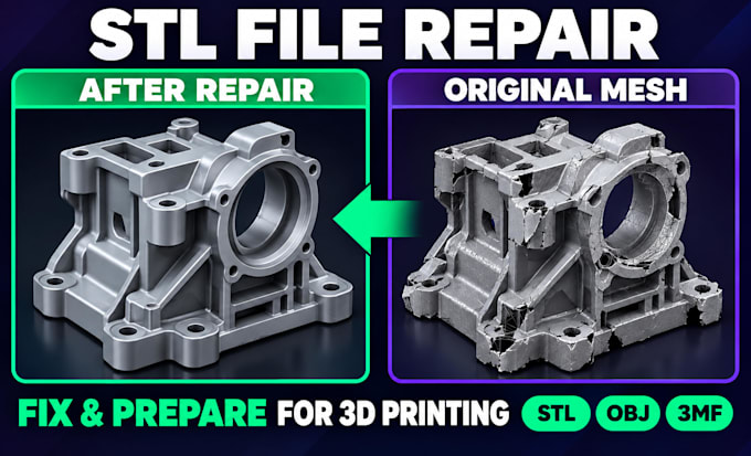 repair and modify stl files, fix mesh errors, fix stl file for 3d printing