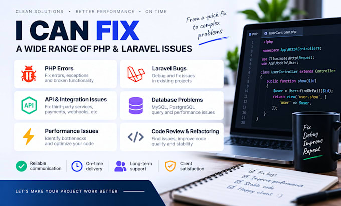 fix PHP laravel bugs and errors