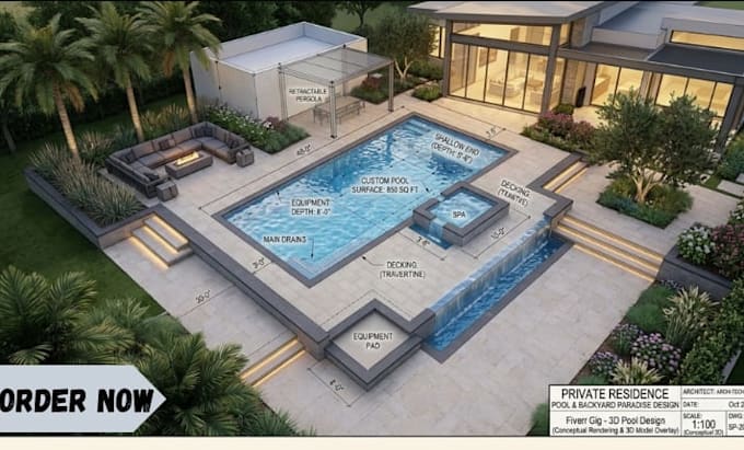 create swimming pool site plan, pool permit drawings and construction plans