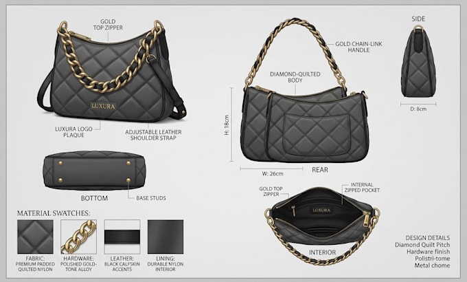 design bag tech pack, handbag, tote, purse and wallet using adobe illustrator